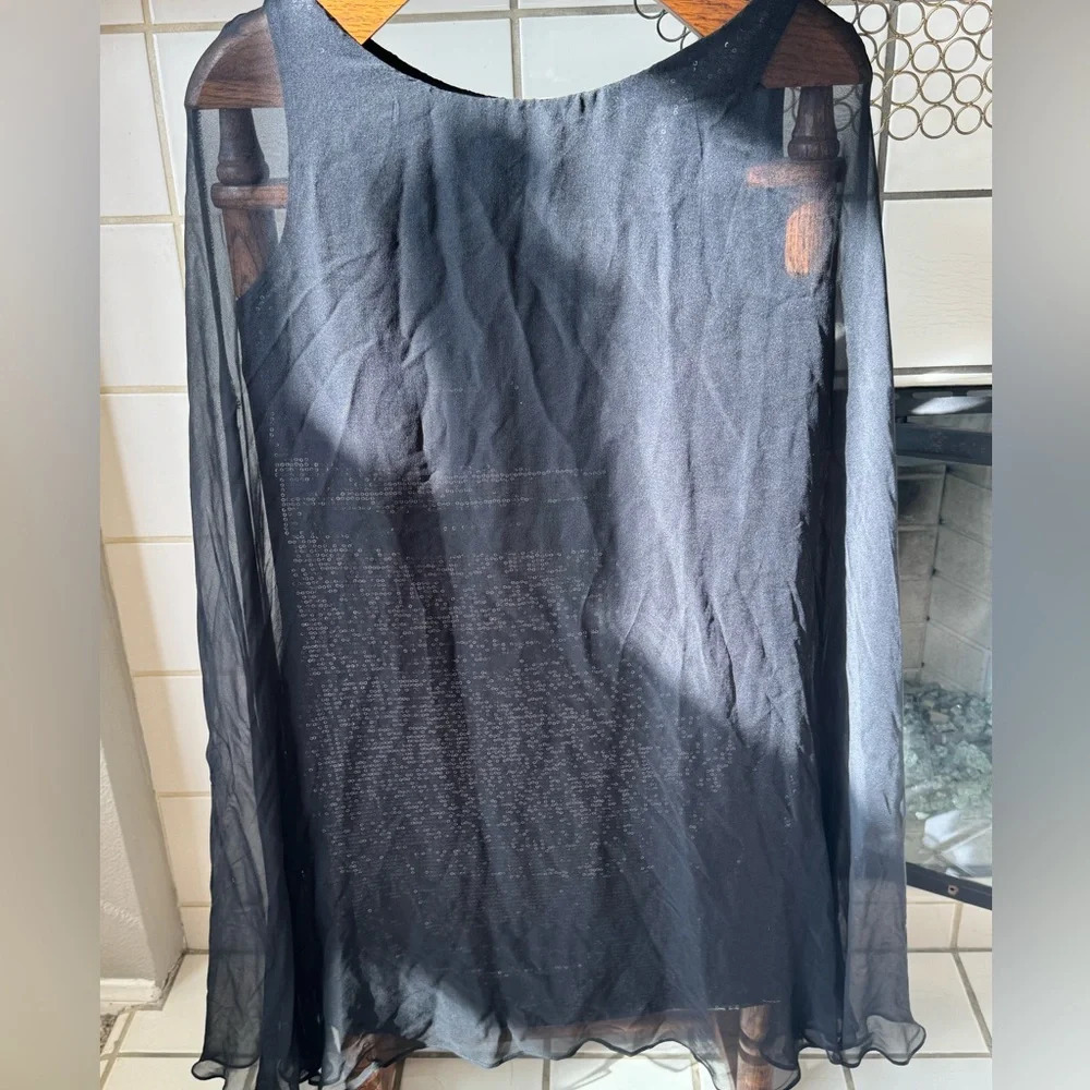 Bailey 44 sheer black Sequined Cocktail Dress With cape size medium NWT prom - Picture 13 of 16